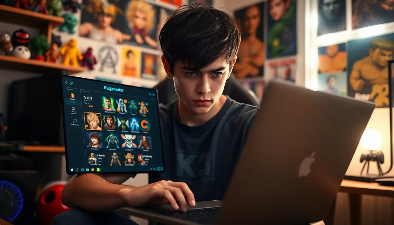 a gamer named Benjamin using the Ck2generator on his laptop.
