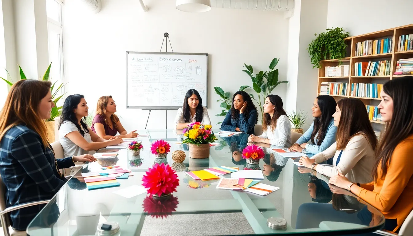 diverse team brainstorming affordable event ideas in a modern workspace.